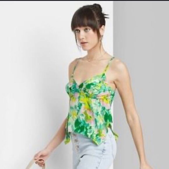 Wild Fable Lime Floral Tart Tank Top NWT Size Small - Picture 1 of 15